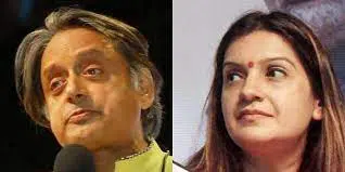 SASITHAROOR-PRIYANKACHATURVEDI-HOSTS-SANSAD-TV